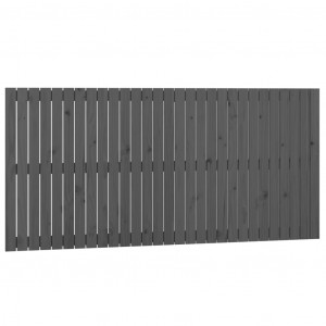 Cabecero de cama de pared madera maciza pino gris 185x3x90 cm H