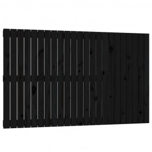 Cabecero de cama de pared madera maciza pino negro 147x3x90 cm H