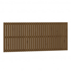 Cabecero cama pared madera maciza pino marrón miel 204x3x90 cm H