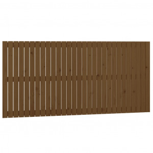 Cabecero cama pared madera maciza pino marrón miel 185x3x90 cm H