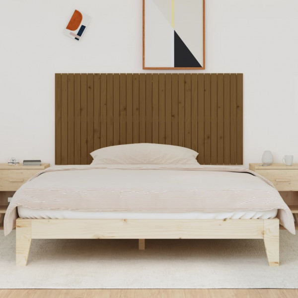 Cabecero cama pared madera maciza pino marrón miel 185x3x90 cm M 3