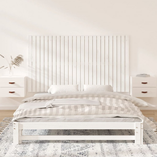 Cabecero de cama pared madera maciza pino blanco 159.5x3x90 cm M 3