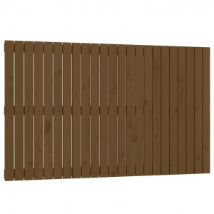 Cabecero cama pared madera maciza pino marrón miel 147x3x90 cm H