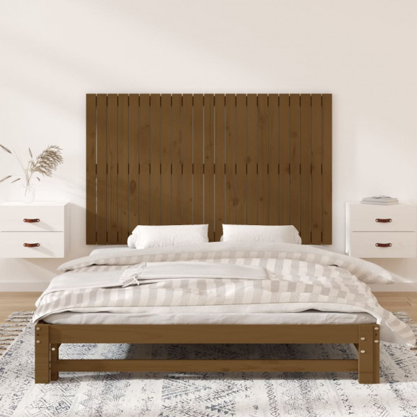 Cabecero cama pared madera maciza pino marrón miel 147x3x90 cm M 3