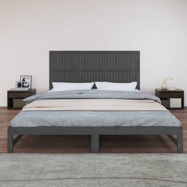 Cabecero de cama de pared madera maciza pino gris 204x3x90 cm M 3