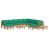 Set de muebles de jardín 12 piezas bambú con cojines verde 3