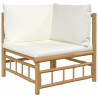 5 pcs conjunto lounge de jardim bambu c/ almofadões branco nata 4
