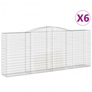 Cestos gabião arqueados 6pcs 400x50x160/180cm ferro galvanizado H