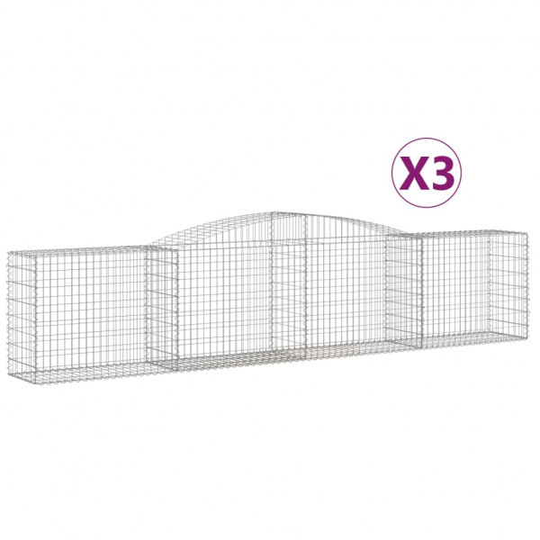 Cestos gabião arqueados 3 pcs 400x50x80/100cm ferro galvanizado M 2