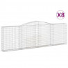 Cestas de gaviones 8 uds forma de arco hierro 400x30x120/140 cm 2