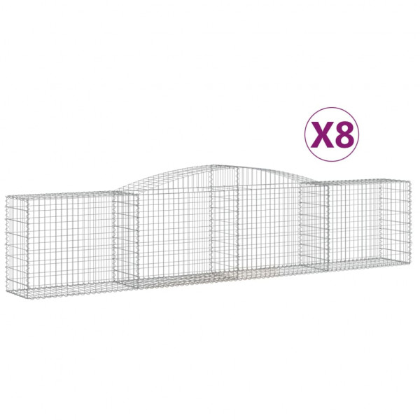 Cestos gabião arqueados 8 pcs 400x50x80/100cm ferro galvanizado M 2