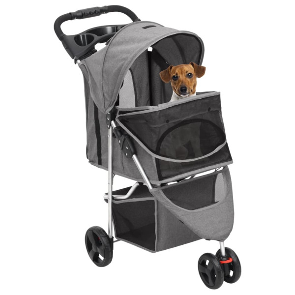 Carrinho dobrável para cães 80x46x98 cm tecido oxford cinzento M 2
