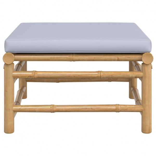 Reposapiés de jardín bambú con cojín gris claro M 3