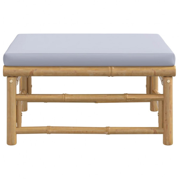 Reposapiés de jardín bambú con cojín gris claro M 4