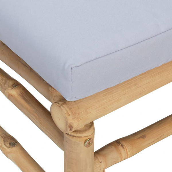 Apoio de pés para jardim bambu com almofadões cinzento-claro M 5