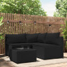 4 pcs conjunto lounge de jardim c/ almofadões vime PE preto 1