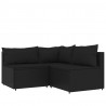 4 pcs conjunto lounge de jardim c/ almofadões vime PE preto 3
