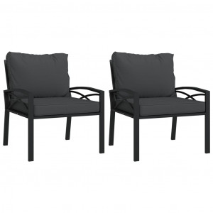 Cadeiras de jardim c/ almofadões cinzentos 2pcs 68x76x79 cm aço H