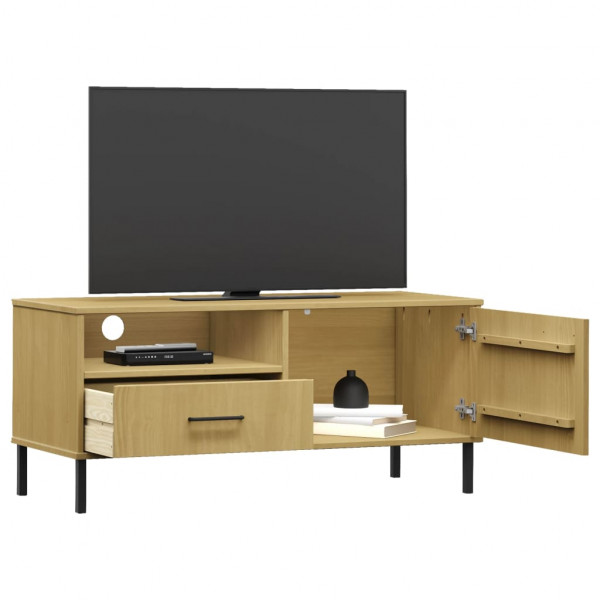 Mueble de TV con patas de metal OSLO madera maciza pino marrón M 3