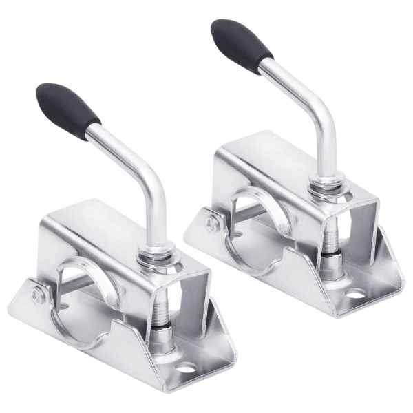 Abrazaderas rueda jockey 2 uds acero galvanizado 13.5x6.5x14 cm D
