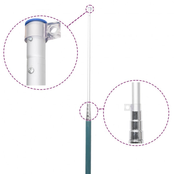 Bandeira e mastro de alumínio da Dinamarca 5,55 m M 5