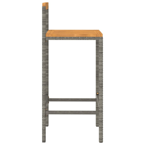 Taburetes altos 2 uds madera de acacia y ratán sintético gris M 5