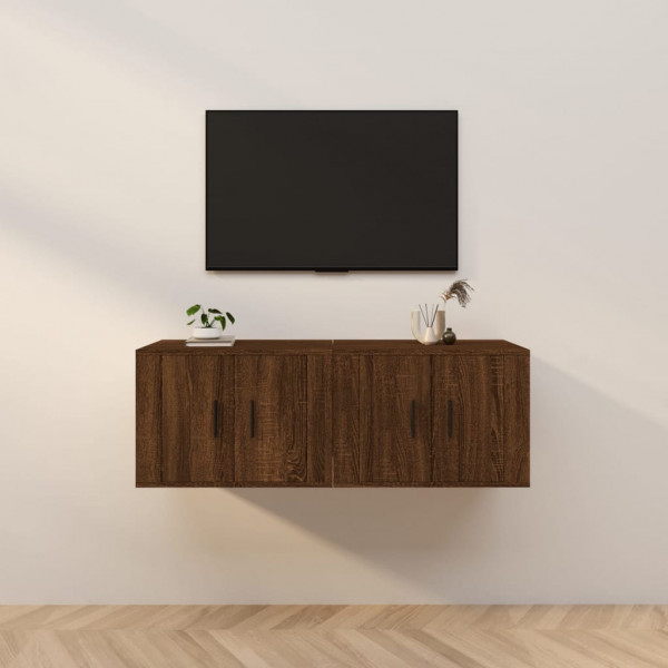 Muebles para TV de pared 2 uds roble marrón 57x34.5x40 cm D