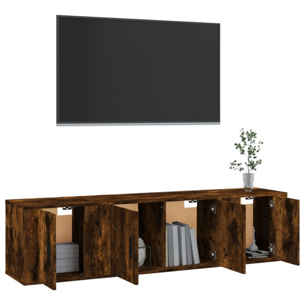 Set de muebles de TV 3 pzas madera contrachapada roble ahumado M 3