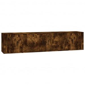 Set de muebles de TV 3 pzas madera contrachapada roble ahumado H