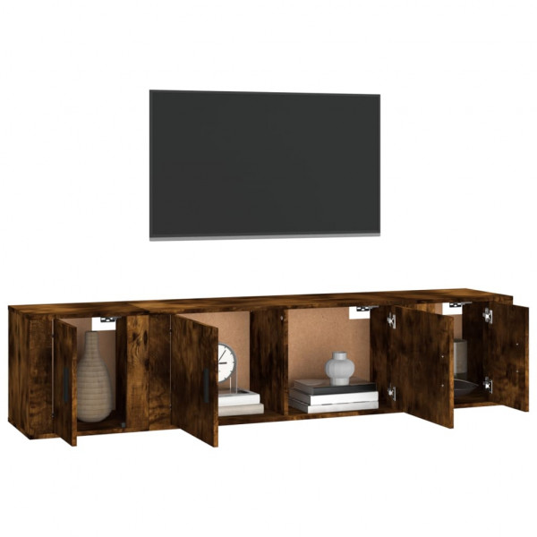 Set de muebles de TV 3 pzas madera contrachapada roble ahumado M 3