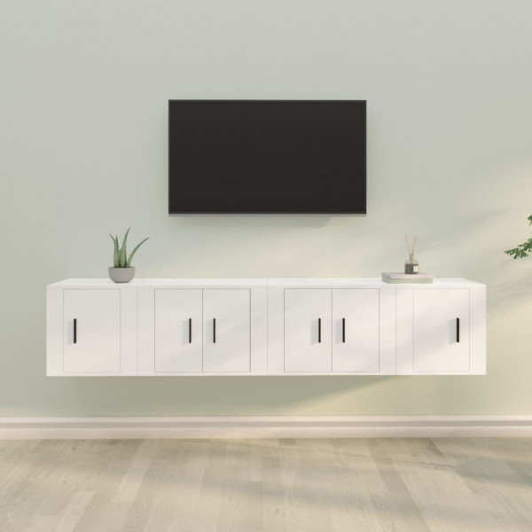 Set de muebles para TV 4 piezas madera contrachapada blanco D