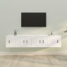 Set de muebles para TV 4 piezas madera contrachapada blanco 1