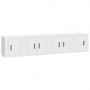 Set de muebles para TV 4 piezas madera contrachapada blanco H