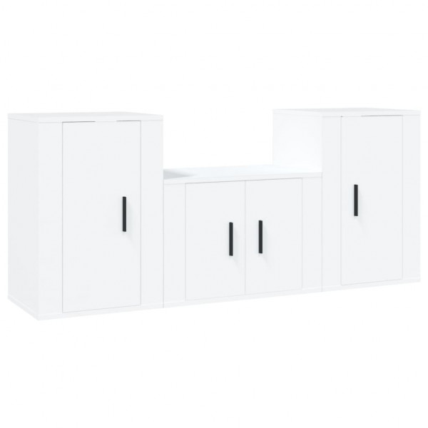 Set de muebles de TV 3 piezas madera contrachapada blanco M 2
