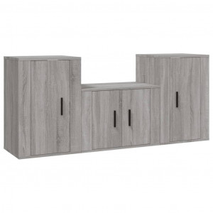 Set de muebles para TV 3 pzas madera contrachapada gris Sonoma H