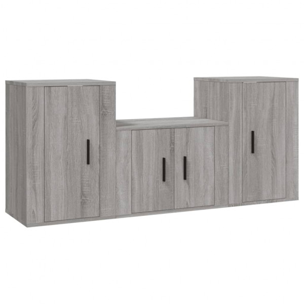 Set de muebles para TV 3 pzas madera contrachapada gris Sonoma M 2