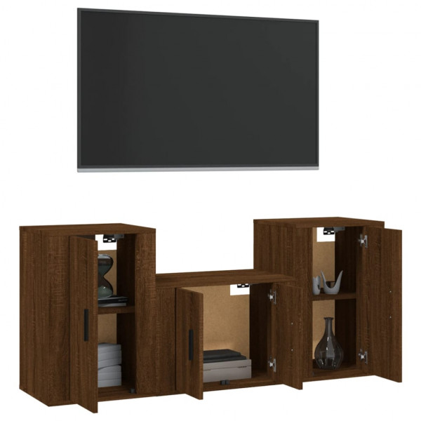 Set de muebles para TV 3 pzas madera contrachapada roble marrón M 3