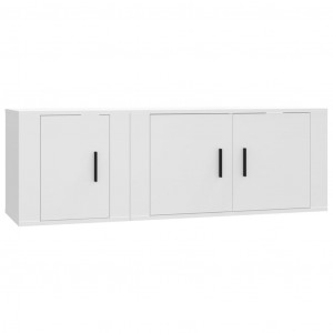 2 pcs conjunto móveis de TV derivados de madeira branco H