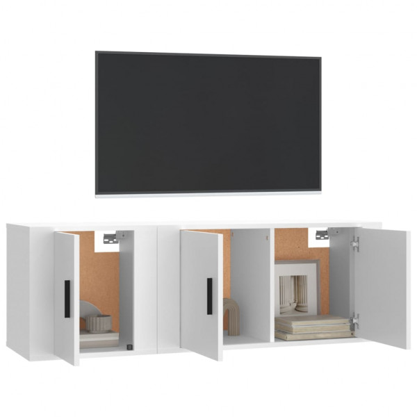 2 pcs conjunto móveis de TV derivados de madeira branco M 3