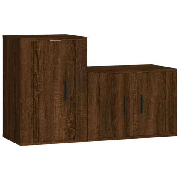 Set de muebles para TV 2 pzas madera contrachapada roble marrón M 2