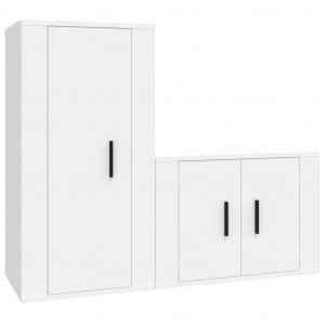 Set de muebles de TV 2 piezas madera contrachapada blanco H