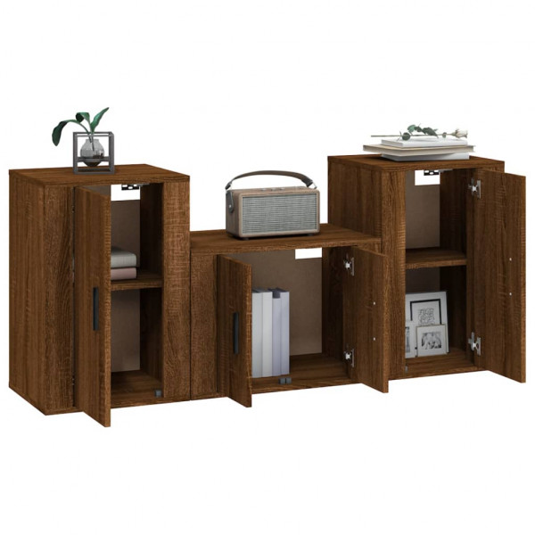 Set de muebles para TV 3 pzas madera contrachapada roble marrón M 3