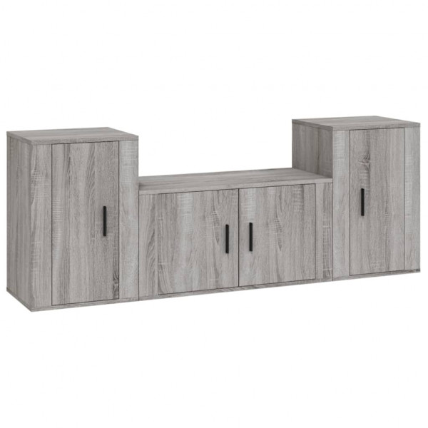 Set de muebles para TV 3 pzas madera contrachapada gris Sonoma M 2