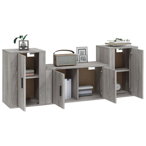 Set de muebles para TV 3 pzas madera contrachapada gris Sonoma M 3