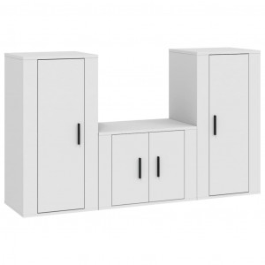 Set de muebles de TV 3 piezas madera contrachapada blanco H