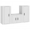 Set de muebles de TV 3 piezas madera contrachapada blanco 2