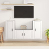 Set de muebles de TV 3 piezas madera contrachapada blanco 1
