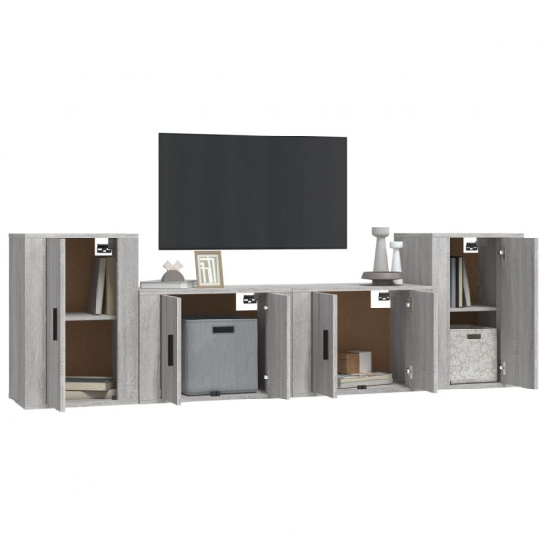 Set de muebles para TV 4 pzas madera contrachapada gris Sonoma M 3
