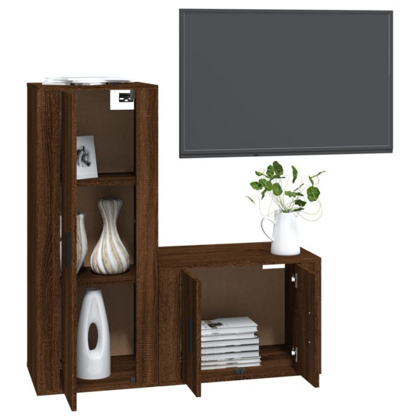 Set de muebles para TV 2 pzas madera contrachapada roble marrón M 3