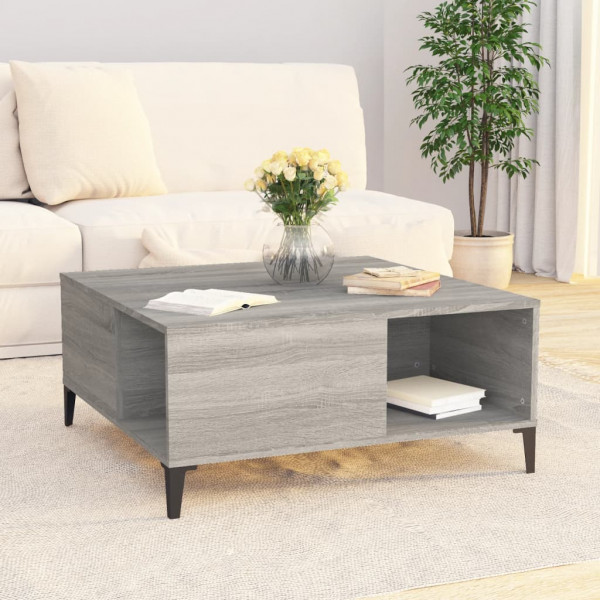 Mesa de centro madera contrachapada gris Sonoma 80x80x36.5 cm M 3